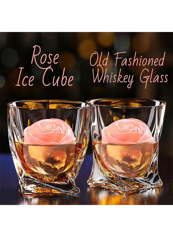Lemon 2 PCS Whiskey Ice Cubes Mold,Rose Gift Ball Ice Maker Mold, 8 Ice, Fun Shapes, Silicone Ice Cube Tray for Birthday Party,Rose Ice Cube Mold for Cocktails, Bourbon (Pink and Green)  - Image 5