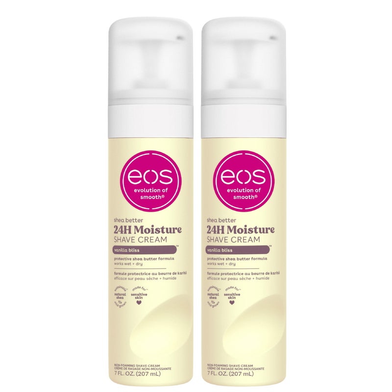 eos Shea Better Shave Cream- Vanilla Bliss, Shea Butter, Aloe Vera, Moisturizing, Shaving Cream for Women, eos Shave Cream, 7 fl oz, 2-Pack - Image 1