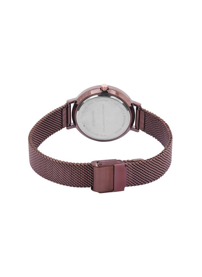 French Connection Women's Analog Watch with Brown Stainless Steel Mesh Band, Purple Dial  - Image 4