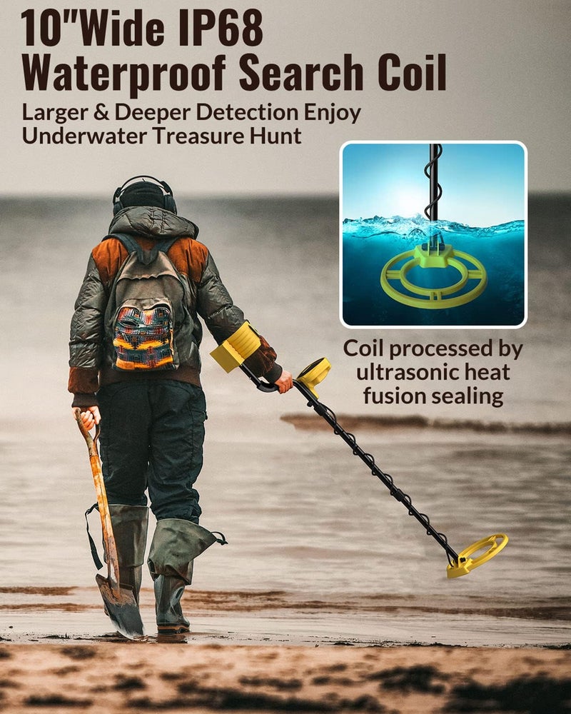 MIYAY Metal Detector for Adults (German Patent 2024), Professional Metales Detectors with LCD Display, High Accuracy, Waterproof, Pinpoint, 5 Modes, 10" Coil, Lightweight - Image 4