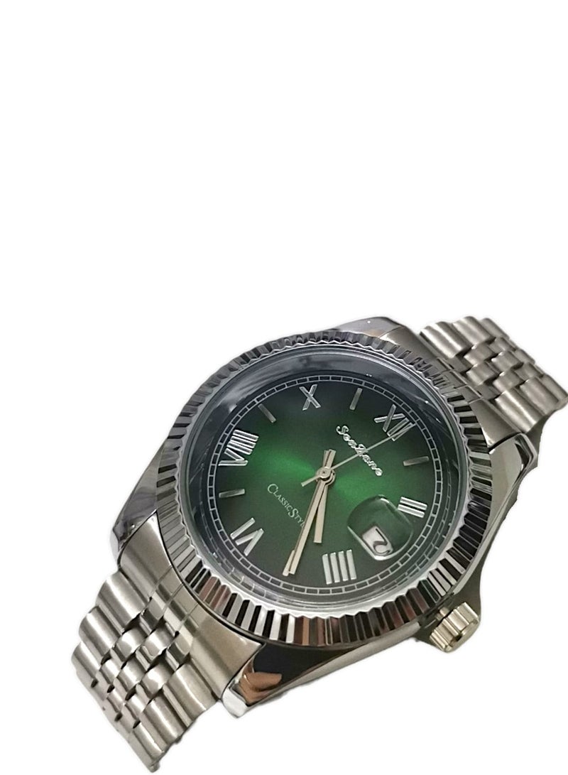Seazone Men's Stainless Steel Analog Quartz Date Display Watch Easy to Read Fashion Design Waterproof Luxury Classic Big Face Wrist Watch  - Image 5
