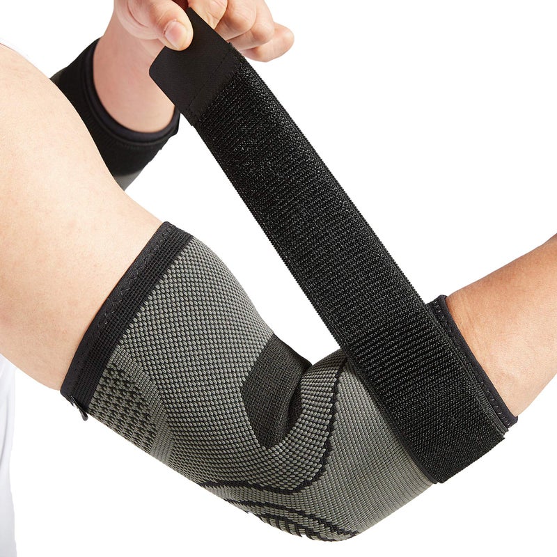 Bodyprox Elbow Brace with Strap for Tendonitis 2 Pack, Tennis Elbow Compression Sleeves, Golf Elbow Treatment - Image 1