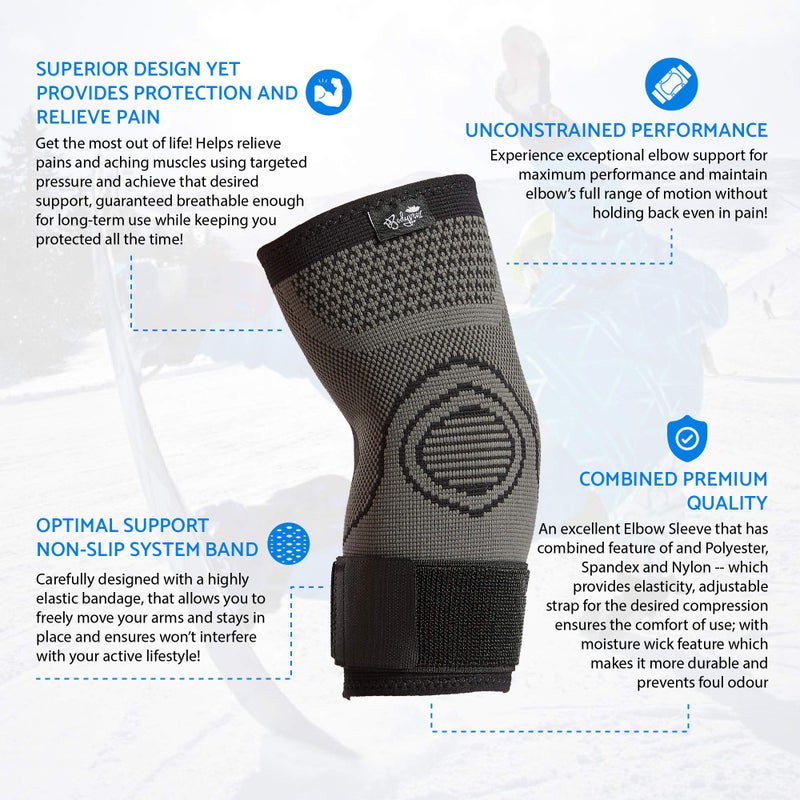Bodyprox Elbow Brace with Strap for Tendonitis 2 Pack, Tennis Elbow Compression Sleeves, Golf Elbow Treatment - Image 4