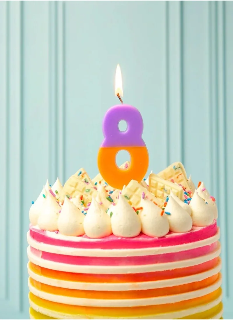 Talking Tables Orange and Purple Birthday Number Candle - 8