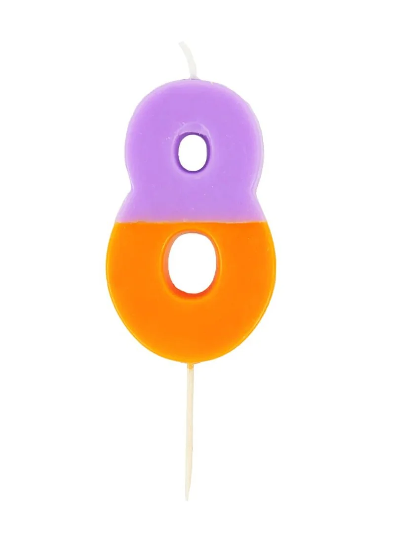 Talking Tables Orange and Purple Birthday Number Candle - 8