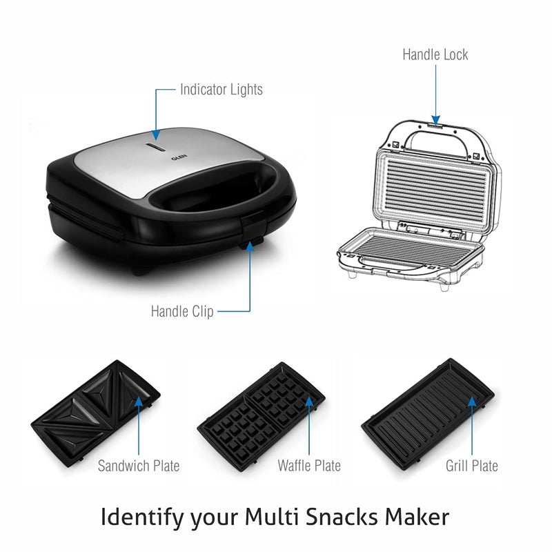 Glen Multi Snack Maker 3022 with Interchangeable Plates 750W SA3022MSM - Image 3