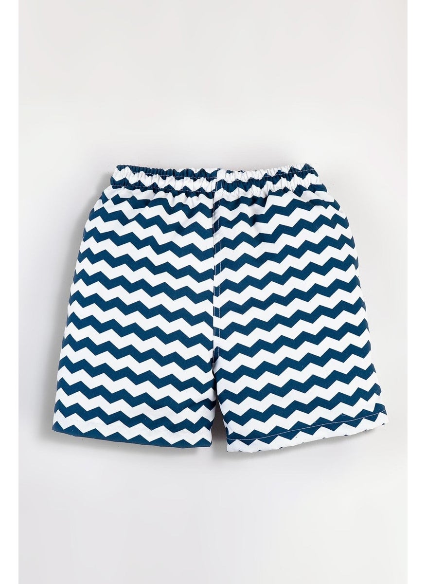 Gold Class Kidswear Blue Striped Water Repellent Men's Swim Shorts  - Image 2