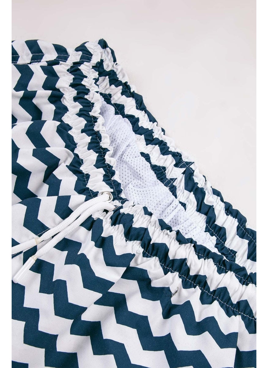 Gold Class Kidswear Blue Striped Water Repellent Men's Swim Shorts  - Image 4