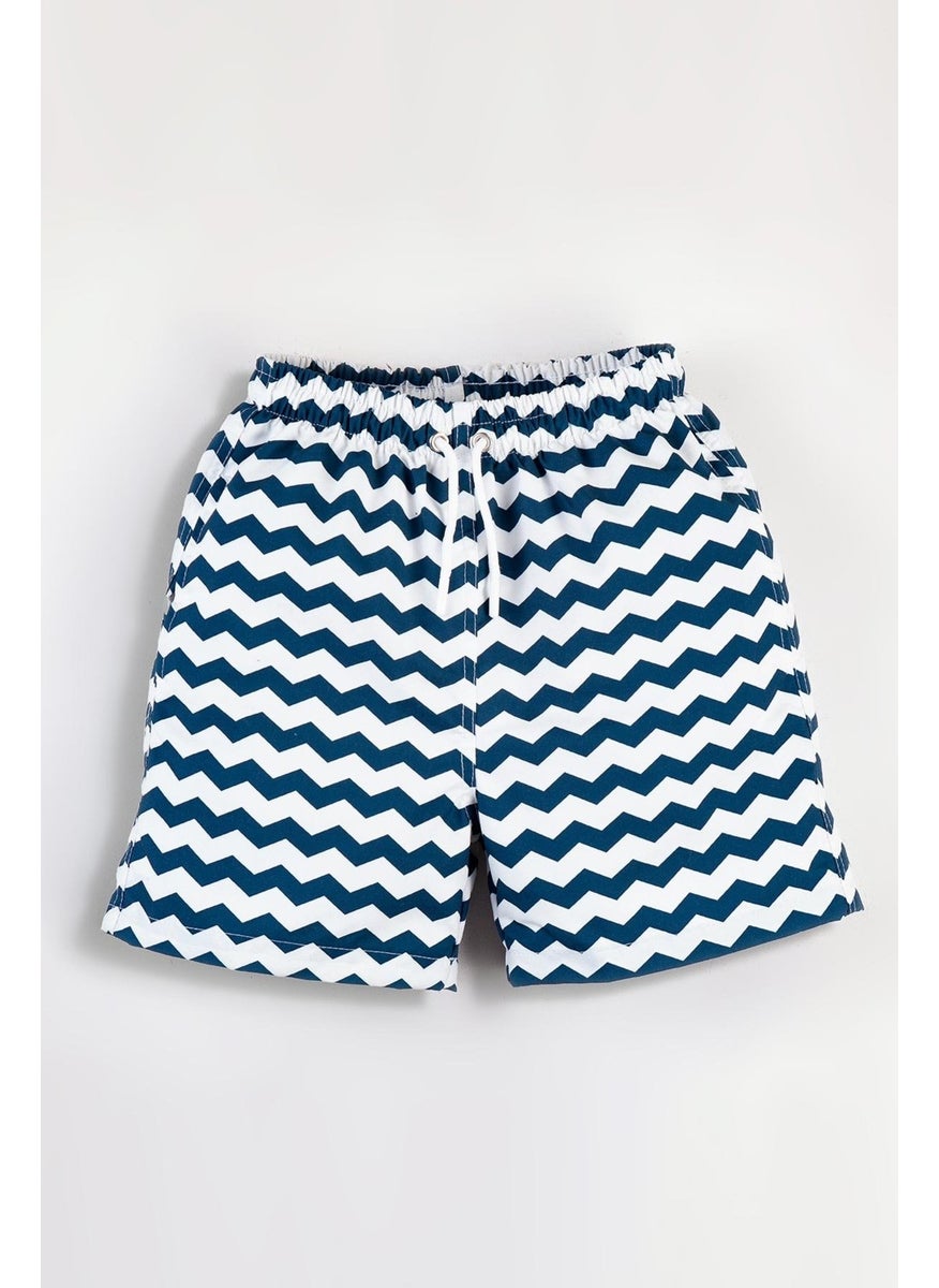 Gold Class Kidswear Blue Striped Water Repellent Men's Swim Shorts  - Image 1