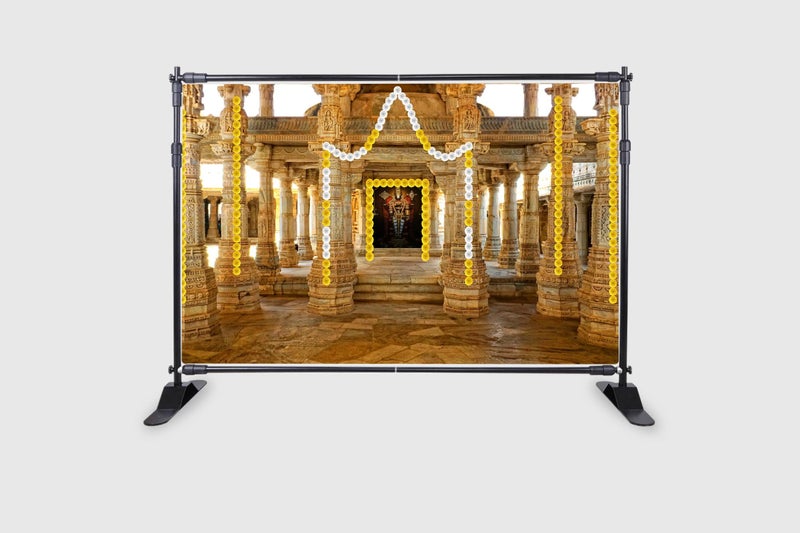 Backdropon Venketeshwar Balaji Temple Design Backdrop Cloth for Pooja Traditional/Background Curtain for Festival Size 5Feet Height and 8Feet Width(5 * 8) - Image 2