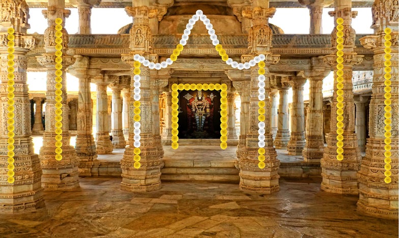 Backdropon Venketeshwar Balaji Temple Design Backdrop Cloth for Pooja Traditional/Background Curtain for Festival Size 5Feet Height and 8Feet Width(5 * 8) - Image 5
