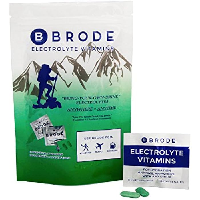 Brode Electrolyte Vitamin - Portable Zero-Sugar Electrolyte Tablets - No Gross Flavor - for Sports, Nightlife, Jetlag, 5 Essential Electrolytes + 9 Vitamins - Image 1
