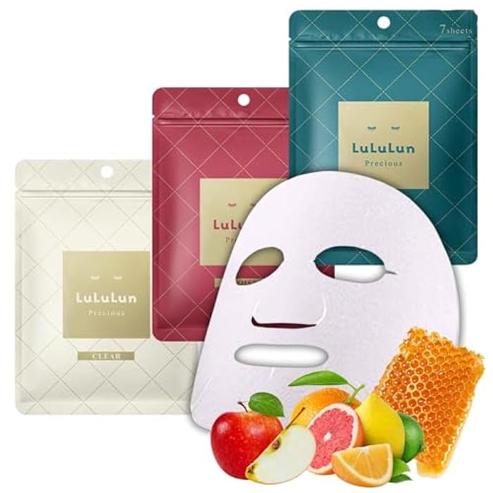 Lululun 21 EA Anti Aging Face Mask for Women & Men, Hydrating Face Mask Sheets with Rice Extract, Acacia Honey, Collagen& Ceramides, Organic Face Masks Skincare & Sheet Mask from Japan PRECIOUS TRIO - Image 1