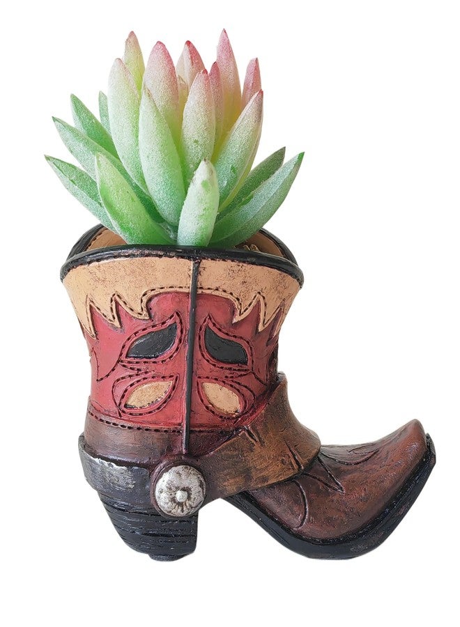 Eagrafts Succulents Plants Artificial, Mini Fake Succulents in Resin Western Cowboy Boot Pot with Catoon Face for Desk Livingroom Home Decoration Office Decor - Image 1