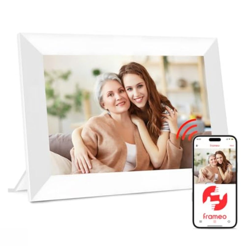 إطار صورة رقمي Frameo WiFi بذاكرة 32 جيجابايت 10.1 بوصة، 1280 × 800 HD IPS شاشة تعمل باللمس إطار صورة إلكتروني، إعداد سهل، مشاركة الصور أو مقاطع الفيديو في أي مكان عبر تطبيق Frameo المجاني - Image 1