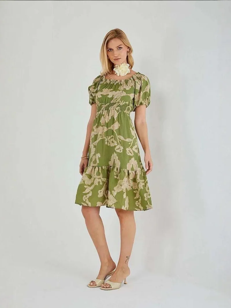 ميكسراي فستان ميدي مكسراي بنقشة الزهور وكشكشة وربطة