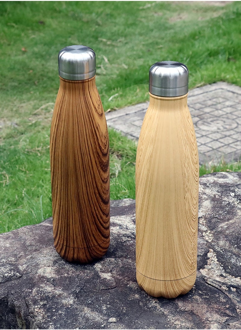 Hans Larsen GEYER - Hans Larsen Stainless Steel Water Bottle with Wood Print - Brown  - Image 2