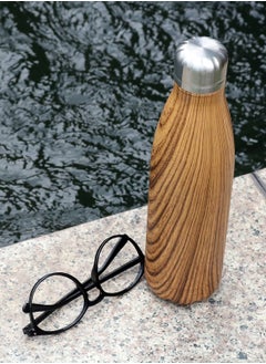 Hans Larsen GEYER - Hans Larsen Stainless Steel Water Bottle with Wood Print - Brown  - Image 3