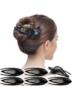 RC ROCHE ORNAMENT 6 Pcs Womens French Concord Curved Hair Clip No Slip Strong Grip Comfortable Hold Girls Ladies Beauty Accessory Pin Teeth Clamp Large Black