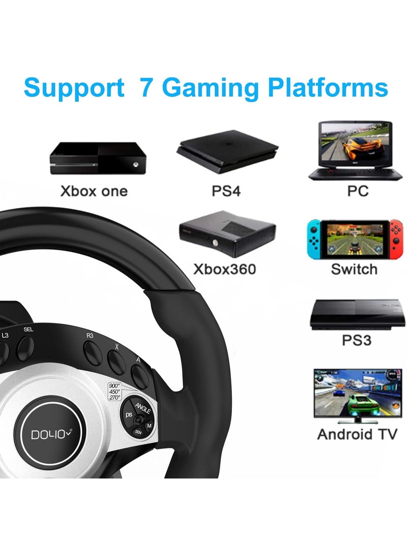 R900 Racing Wheel, Steering Wheel Floor Pedals 270/900°Car Sim Driving Dual-Motor Vibration With Shifters Gear for PC, PS4, PS3, Xbox Series X|S, Xbox One, Xbox 360, Switch - Image 5