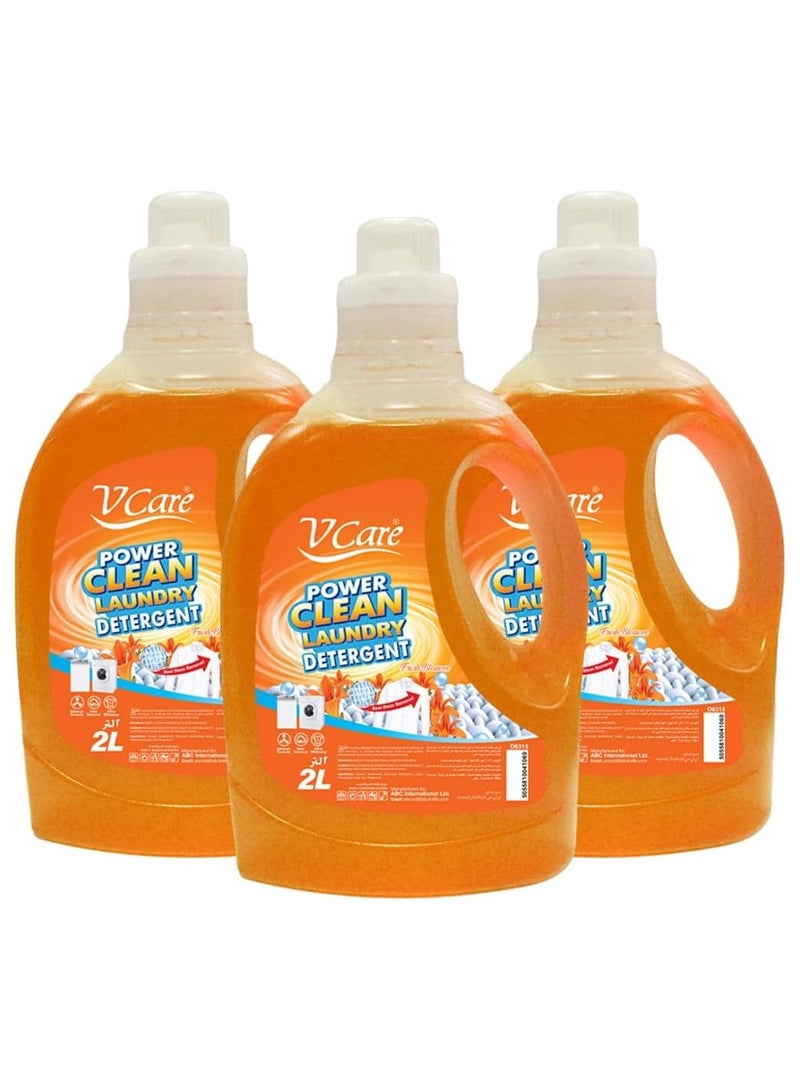 VCARE Laundry Detergent Liquid | 2 Litre - Pack of 3 | Fresh Blossom | Advanced Cleaning Power | Long-Lasting Fragrance | Suitable for All Washing Machines - Image 1