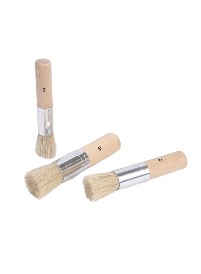 Keep Smiling Wooden Stencil Brush Set Of 3Pcs - 6,8,10mm - Image 4