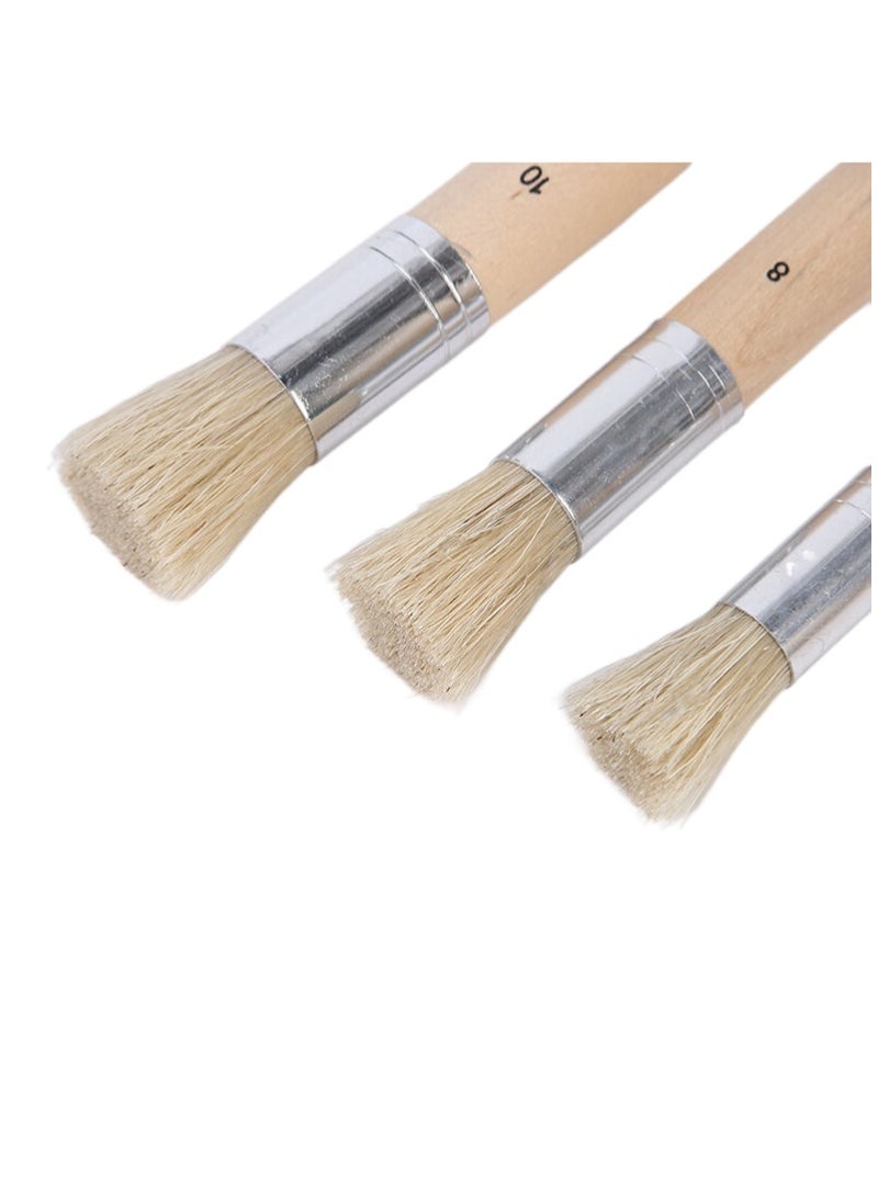 Keep Smiling Wooden Stencil Brush Set Of 3Pcs - 6,8,10mm - Image 3