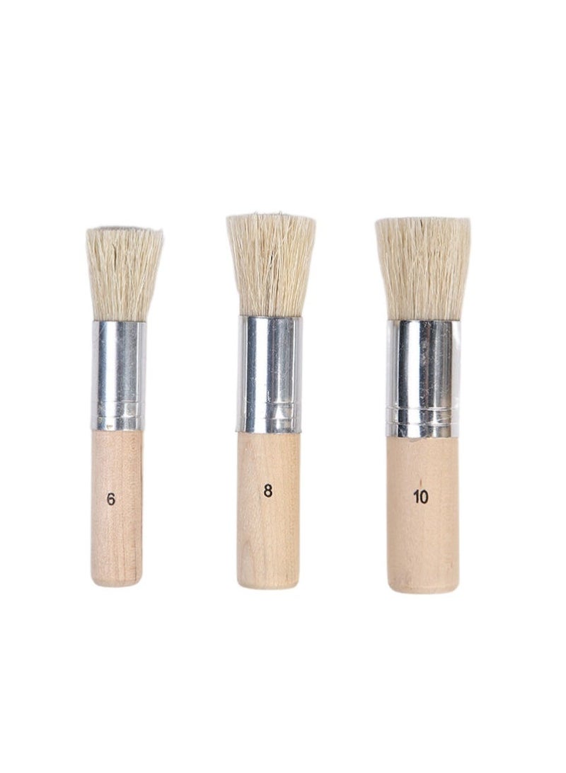 Keep Smiling Wooden Stencil Brush Set Of 3Pcs - 6,8,10mm - Image 2
