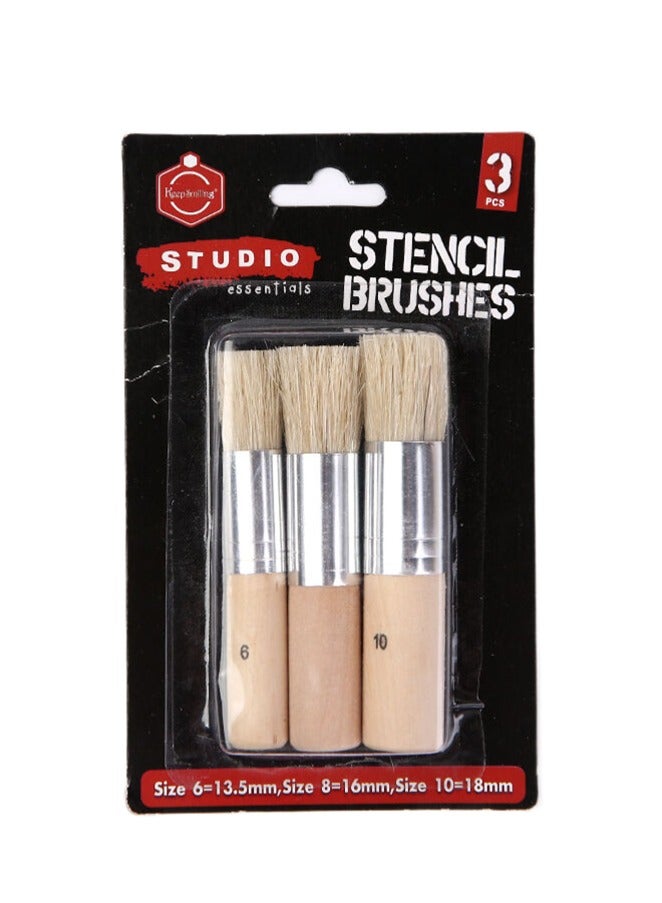 Keep Smiling Wooden Stencil Brush Set Of 3Pcs - 6,8,10mm - Image 1