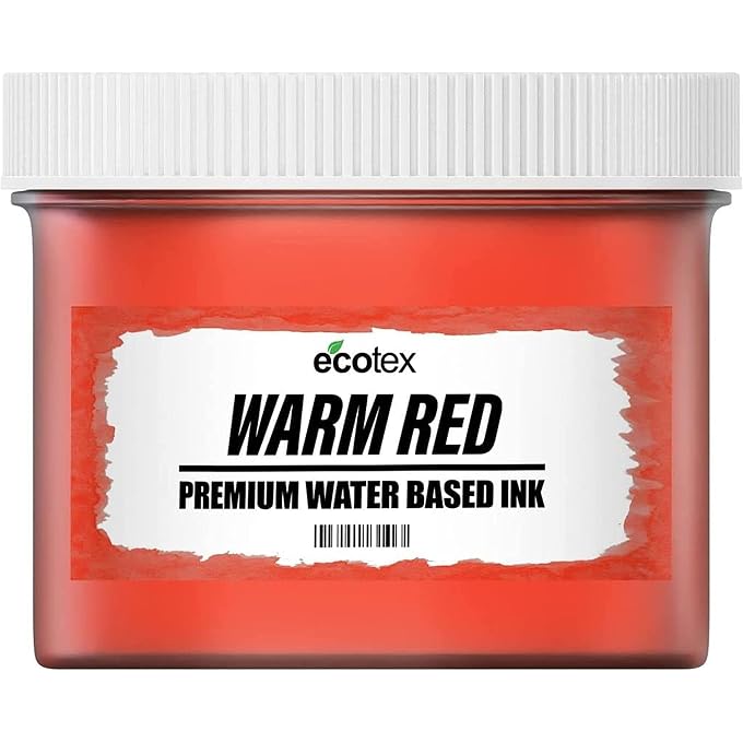 Ecotex Screen Printing Ink (8oz.) - Warm Red Water Based Ink, Silk Screen Ink, Soft Fabric Ink or Screen Ink for Shirt Printing - Screen Printing Supplies for Screen Printing Kit