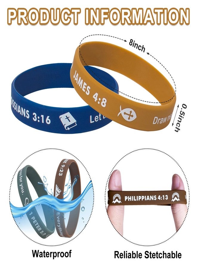 CYCLUSIVE 100 Pieces Religious Silicone Wristbands Bulk Bible Rubber Bracelets Colorful Inspirational Christian Rubber Bracelets for Men Women Gifts - Image 3