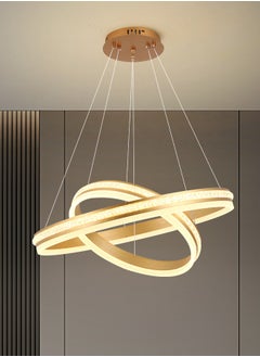 YATAI LIGHTING Circular Chandelier Bedroom LED Modern Gold 2 Ring Double-layers LED Chandelier Light Suitable for Dining Room and Living Room,Adjustable Color Temperature Acrylic Chandelier Lamp  - Image 1