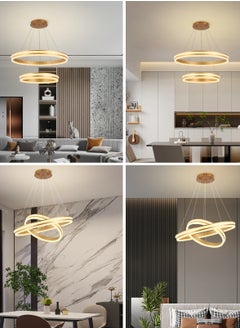 YATAI LIGHTING Circular Chandelier Bedroom LED Modern Gold 2 Ring Double-layers LED Chandelier Light Suitable for Dining Room and Living Room,Adjustable Color Temperature Acrylic Chandelier Lamp  - Image 2