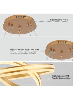 YATAI LIGHTING Circular Chandelier Bedroom LED Modern Gold 2 Ring Double-layers LED Chandelier Light Suitable for Dining Room and Living Room,Adjustable Color Temperature Acrylic Chandelier Lamp  - Image 5
