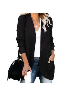 Generic Autumn And Winter New Cardigan Women's European And American Curved Placket Large Pocket Sweater Cardigan 