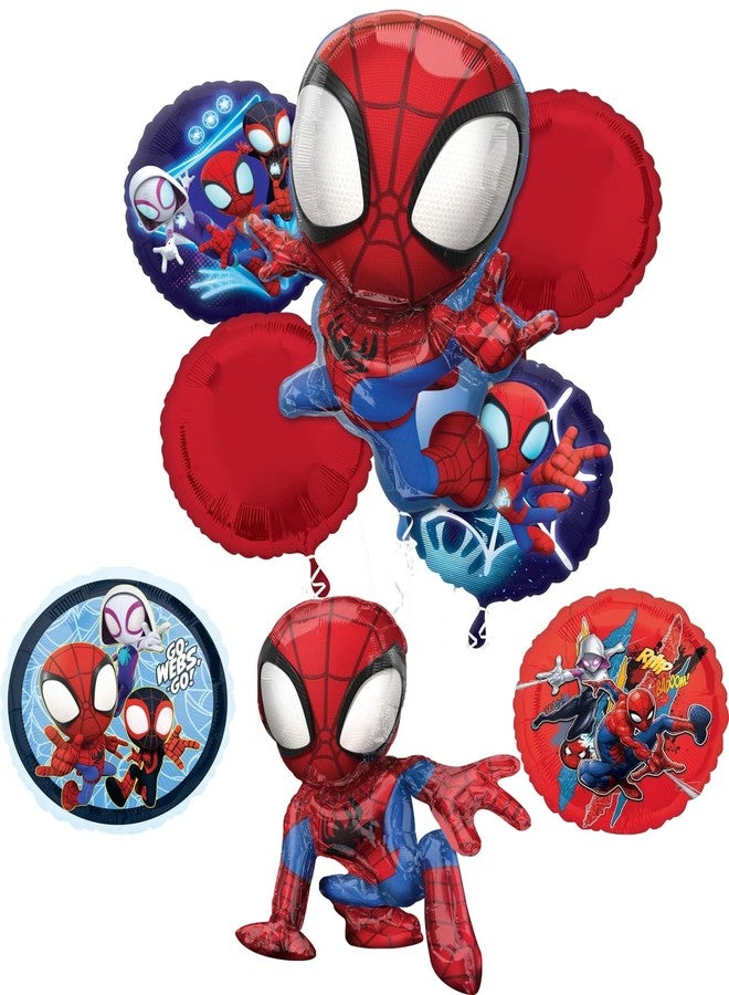 أناجرام مستلزمات حفلات عيد ميلاد سبايدي وأصدقائه، باقة بالونات فويل مكونة من 8 قطع - Image 1