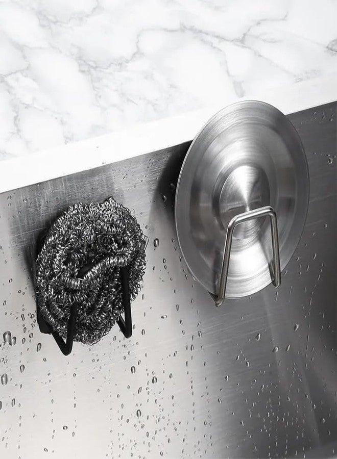 CLICKSY 1 Pcs Adhesive Sponge Holder for Kitchen Sink, Stainless Steel Scrubber Hanger Caddy Accessories Storage Rack Stand for Scratch Scrub Dishcloth Dishrag Wool Exfoliate Strainer Stopped - Image 4