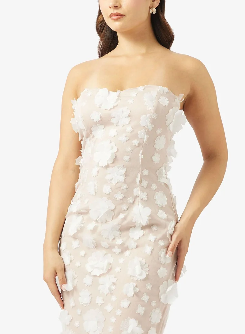 Ginger Boutique  Bandeau 3D Floral Applique Gown for Women | Best Price UAE