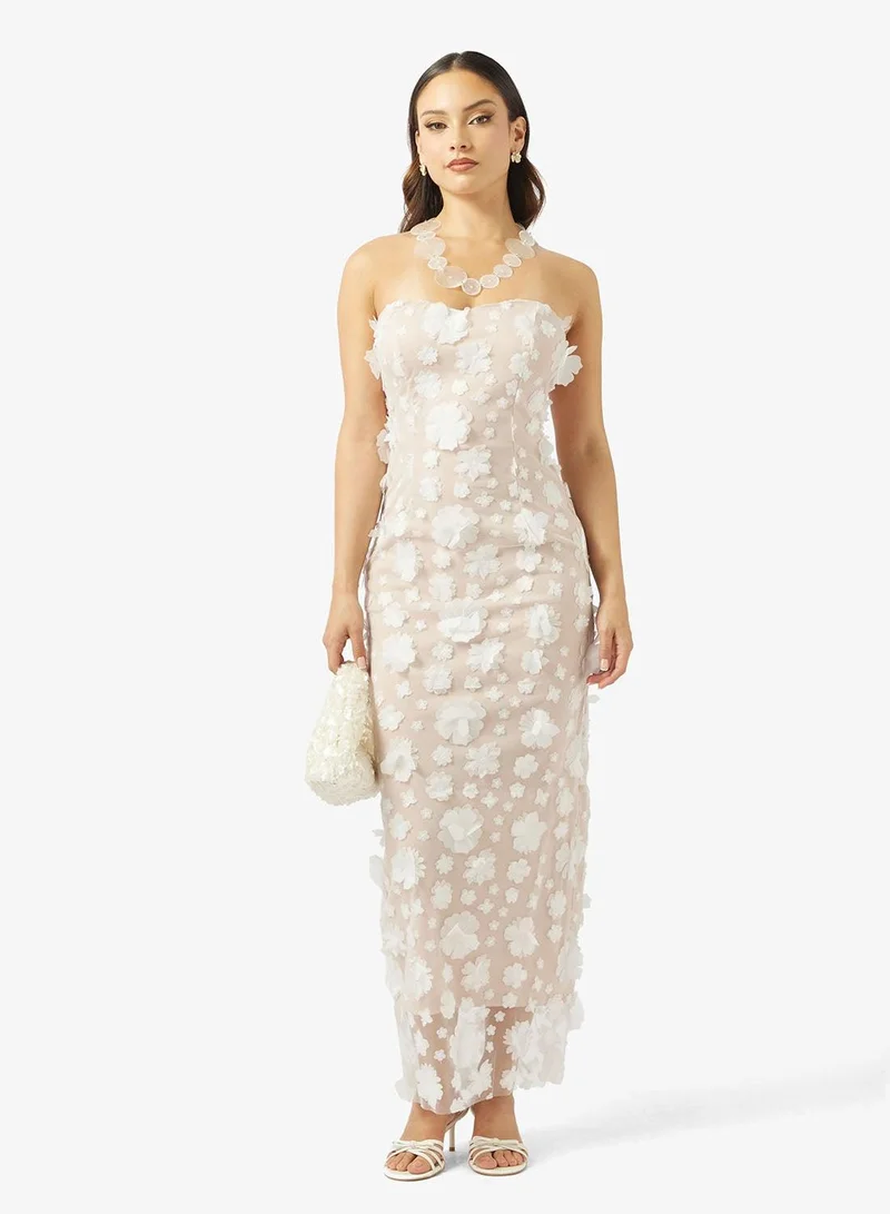 Ginger Boutique  Bandeau 3D Floral Applique Gown for Women | Best Price UAE