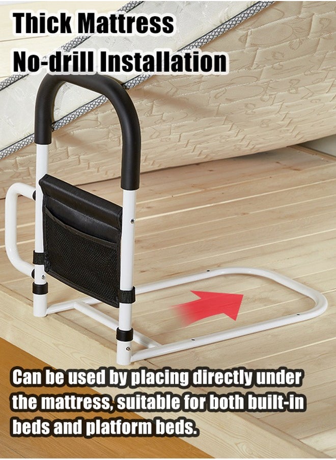 XiuWoo Bed Assist Rail Adult Bedside Standing Bar for Seniors Elderly Handicap Adjustable Fall Prevention Safety Handle Guard Long Hand Bedrail Grab Bar Cane  - Image 3