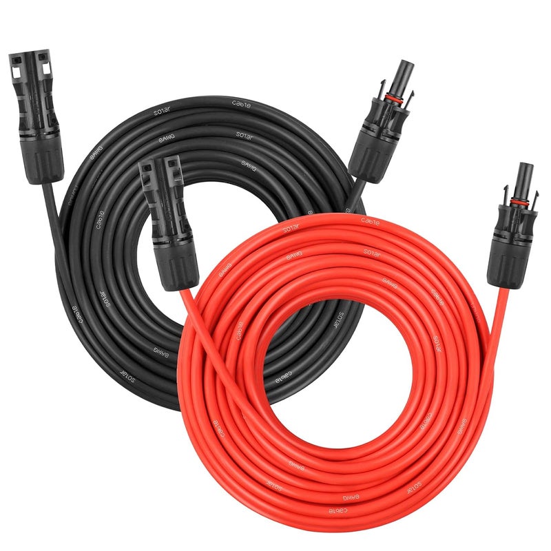 YDDECW Solar Panel Extension Cable - 8AWG 75FT Solar Wire Cord 8 Gauge PV Wire with Female & Male Waterproof Connector for RV, Photovoltaic Systems, Home, Boat, Solar Panels, Car(75ft Red + 75ft Black) - Image 1