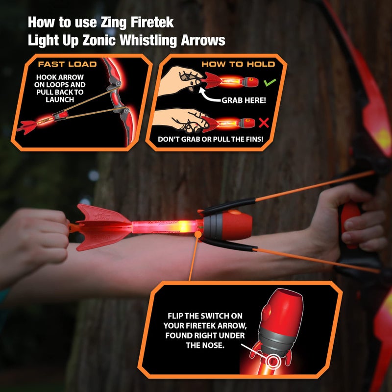 Zing Zing Firetek Arrow Refill Pack, 4X Light up Whistling Arrows, for Long Range Outdoor Play with Friends and Family, for Ages 14 and Up  - Image 4