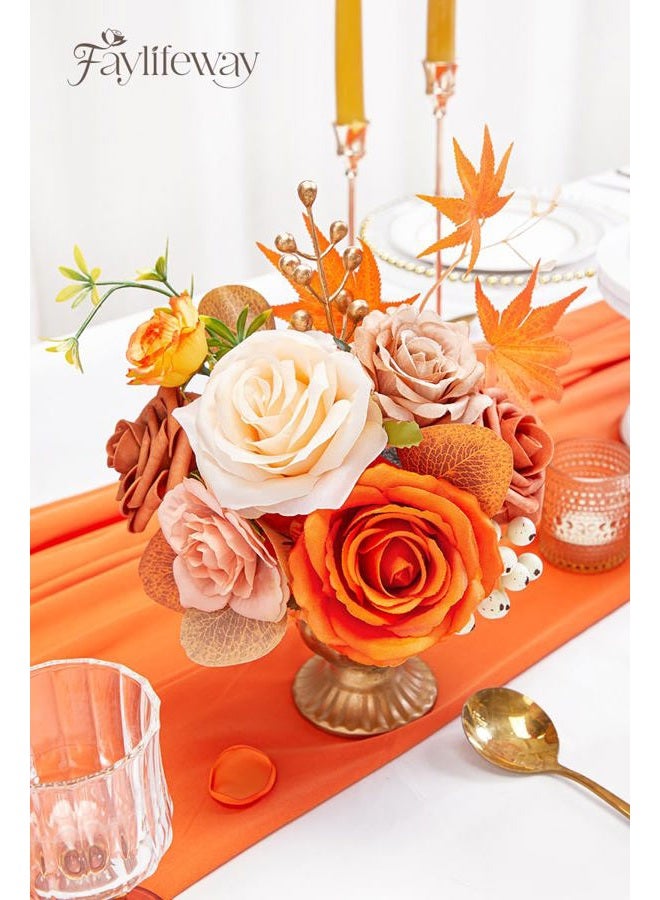 Faylifeway Artificial Flowers Fall, Orange Faux Flowers with Stems Silk Mix Peony Combo Box Set for DIY Bridal Wedding Bouquets Table Centerpieces Baby Shower Party Home Decorations - Image 5