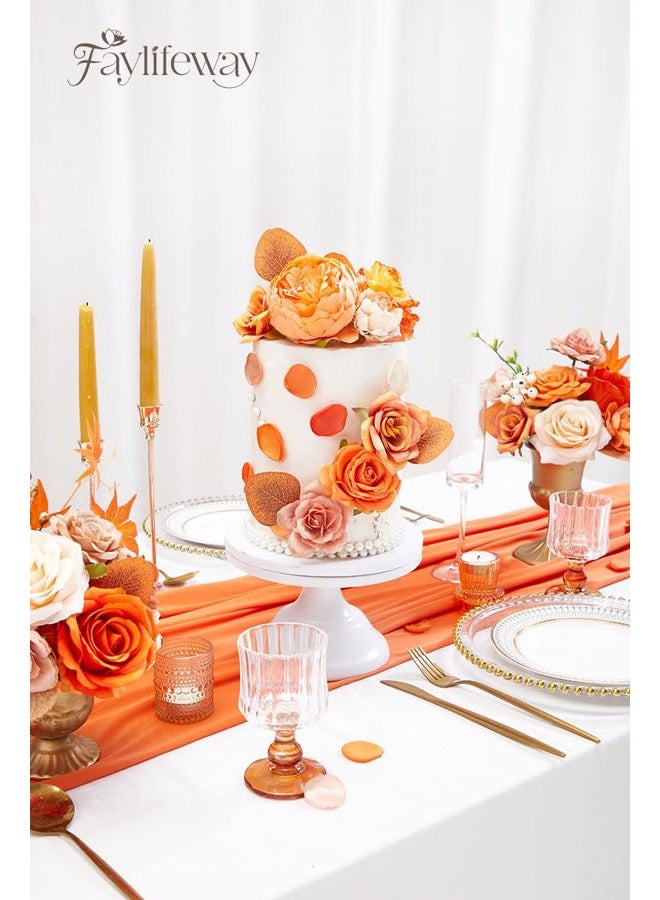Faylifeway Artificial Flowers Fall, Orange Faux Flowers with Stems Silk Mix Peony Combo Box Set for DIY Bridal Wedding Bouquets Table Centerpieces Baby Shower Party Home Decorations - Image 4