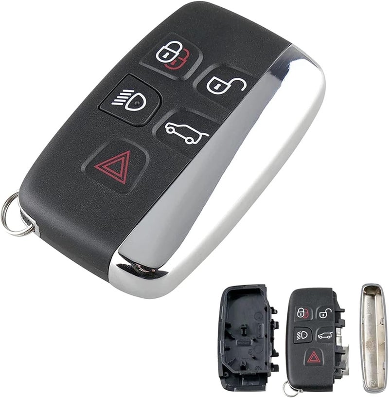 Arooma 5 Buttons Replacement Car Key Shell for Range Rover Discovery Sport Evoque Velar Land Rover LR4 LR2 Jaguar XF XJ XJ XE JLR JF F-Pace F-Type, Remote Shell Fob Cover - Image 1
