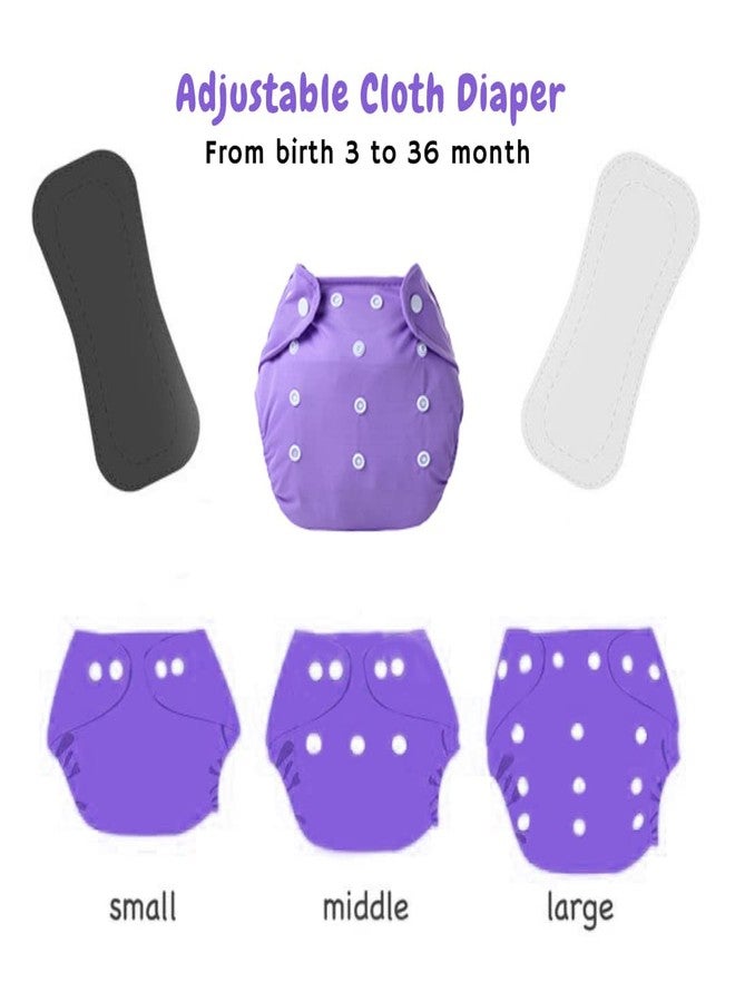 First Trend Cloth Diaper- Reusable, Washable and Adjustable Snap Buttons Cloth Diaper For Babies (0-36 Months Newborn) With Wet-Free Insert Pads (Set of 2) (Blue,Purple) - Image 2
