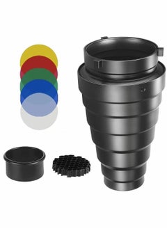 Generic Snoot, Room Flash Snoot, Metal Conical Snoot with Honeycomb Grid & 5pcs Color Filter Kit, for Bowens Mount Studio Flash Strobe Monolight  - Image 1