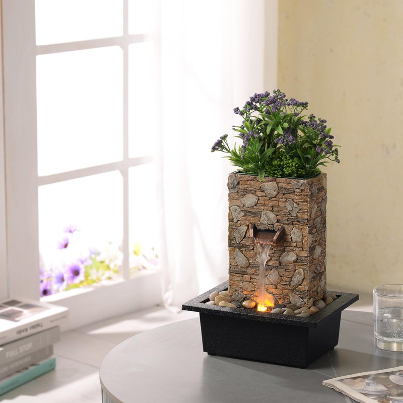 Kalona Tabletop Waterfall Fountain, Zen Fountain for Home Office Decor with LED Lights, Relaxing Indoor Water Feature with Realistic Stone Look for Meditation(23111) - Image 5