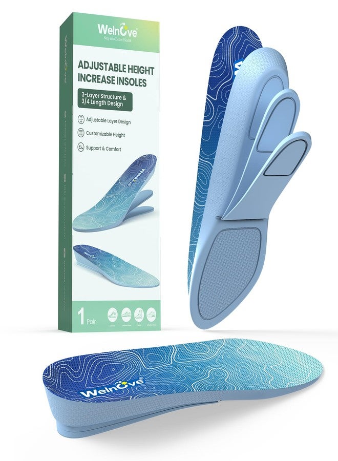 Welnove 3 Layers Adjustable Height Increase Insoles - Welnove 3/4 Length Heel Lifts Inserts for Women Men - Shoe Insoles for Leg Length Discrepancy, Heel Pain, Spurs, Achilles Tendinitis (Size S, 0.6-1 Inch) - Image 1