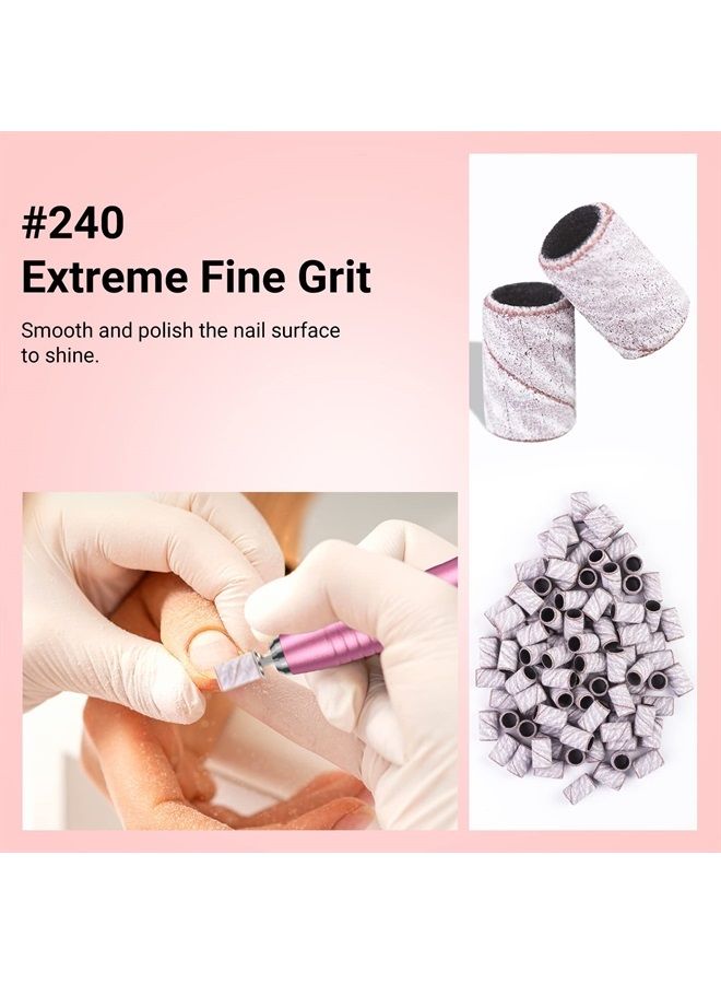MelodySusie 100 Pcs Nail Drill Bits Sanding Bands for Nail Drill 240 Extreme Fine Grit Nail File Sanding Bands for Acrylic Nails Gel Manicures and Pedicure - Image 3